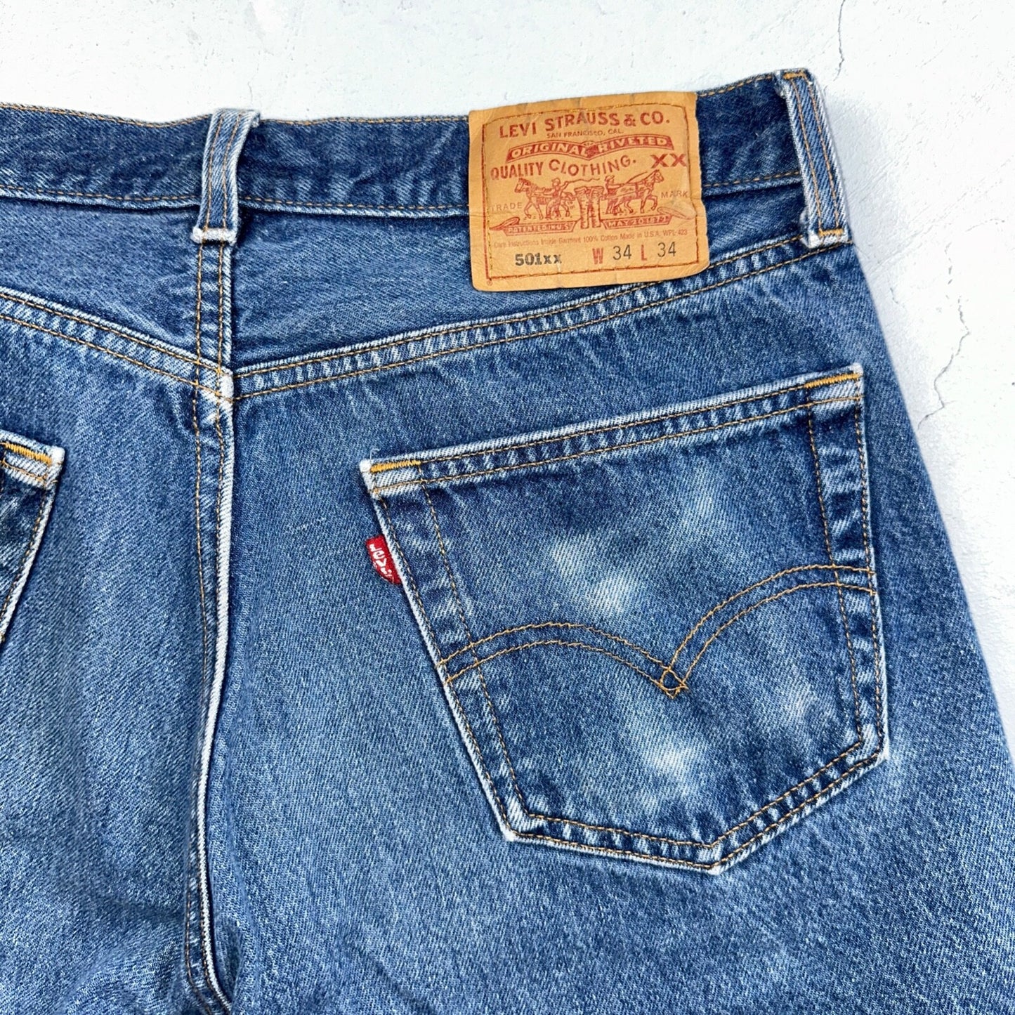Levis 501 Vintage 90s USA XX Straight Leg Jeans Blue Med Wash 34x34 Act 31x30