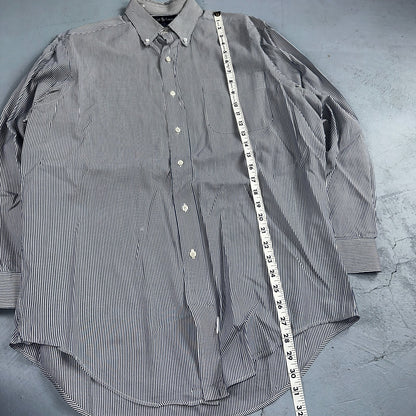 Polo Ralph Lauren Shirt 15.5 White Navy Striped USA Japan Button Up Long Sleeve