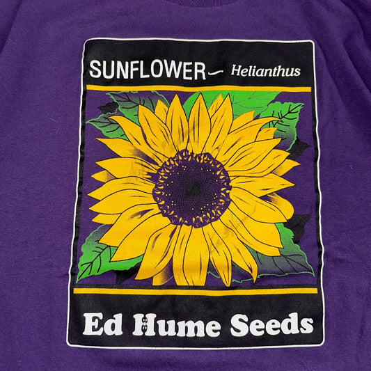 Sunflower Ed Hume Seeds VTG T Shirt Helianthus Art Purple Single Stitch 90s
