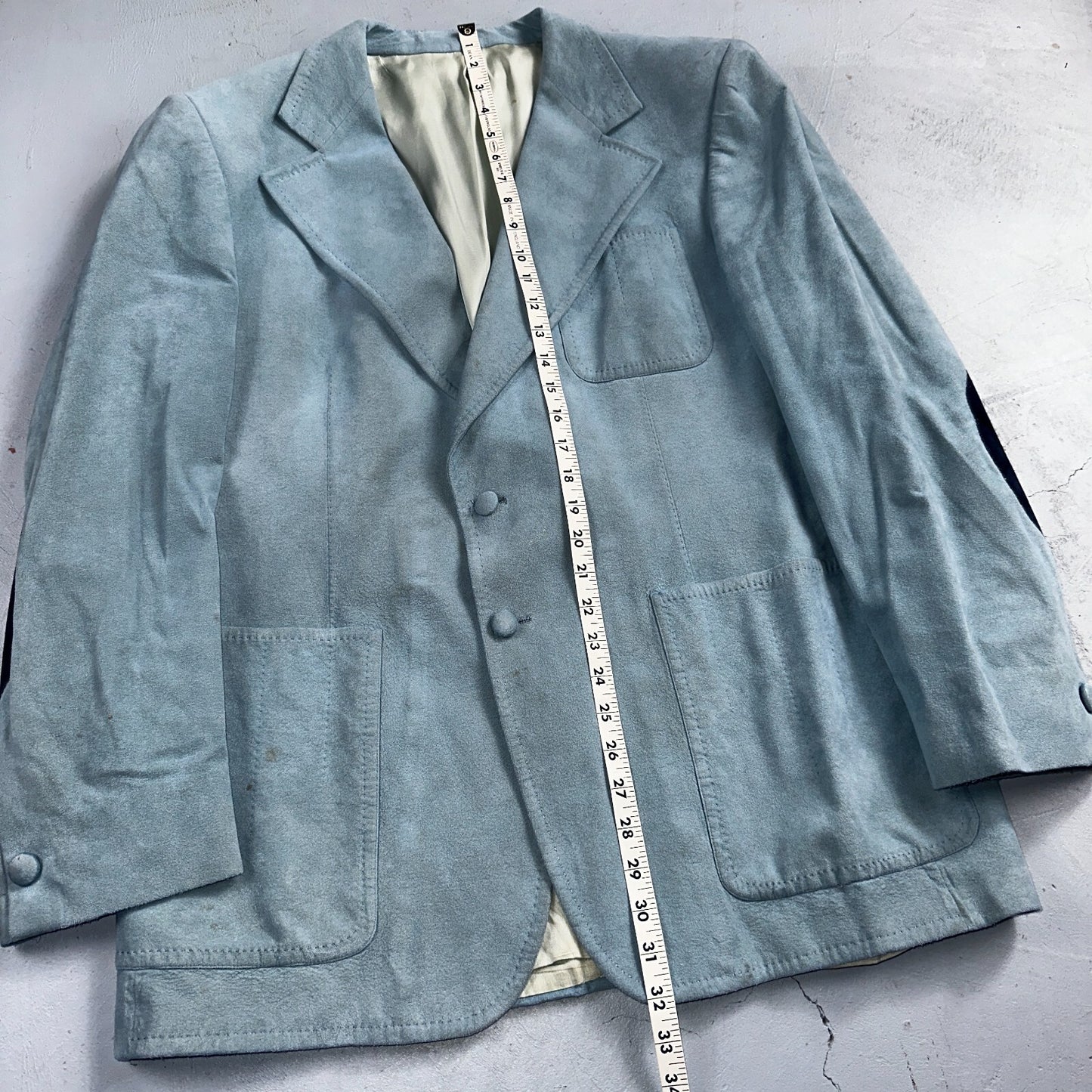 VTG Mens Suit 42 Jacket Sport Coat Rockabilly 60s 70s Suede Blue Disco Lebaron