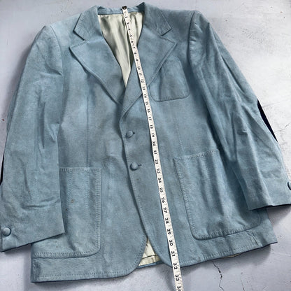 VTG Mens Suit 42 Jacket Sport Coat Rockabilly 60s 70s Suede Blue Disco Lebaron
