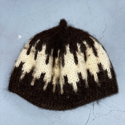 VTG 60s 70s Wool Hand Knit Winter Beanie Hat OSFM Rockabilly Warm Grunge Basic