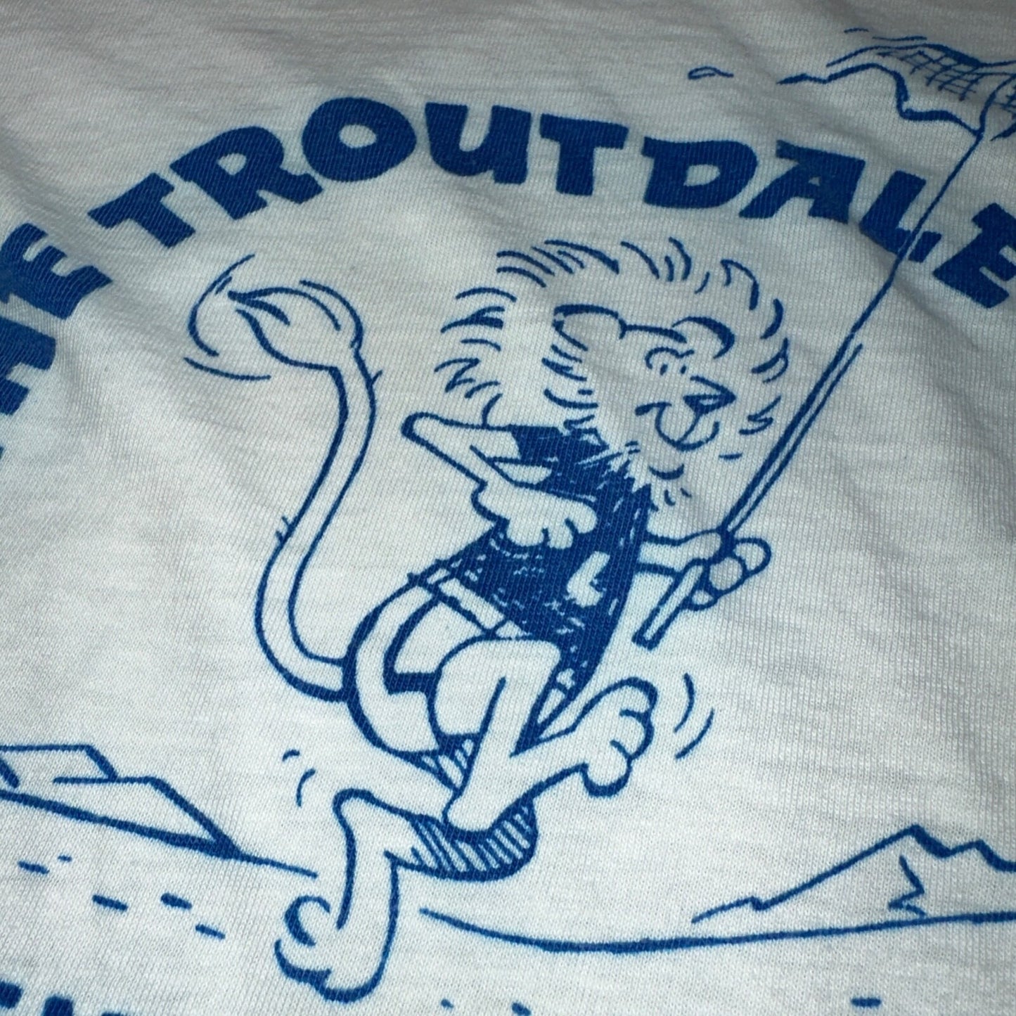 Champion Blue Bar Ringer 70s VTG T Shirt Troutdale Trot Oregon Portland Lion Run