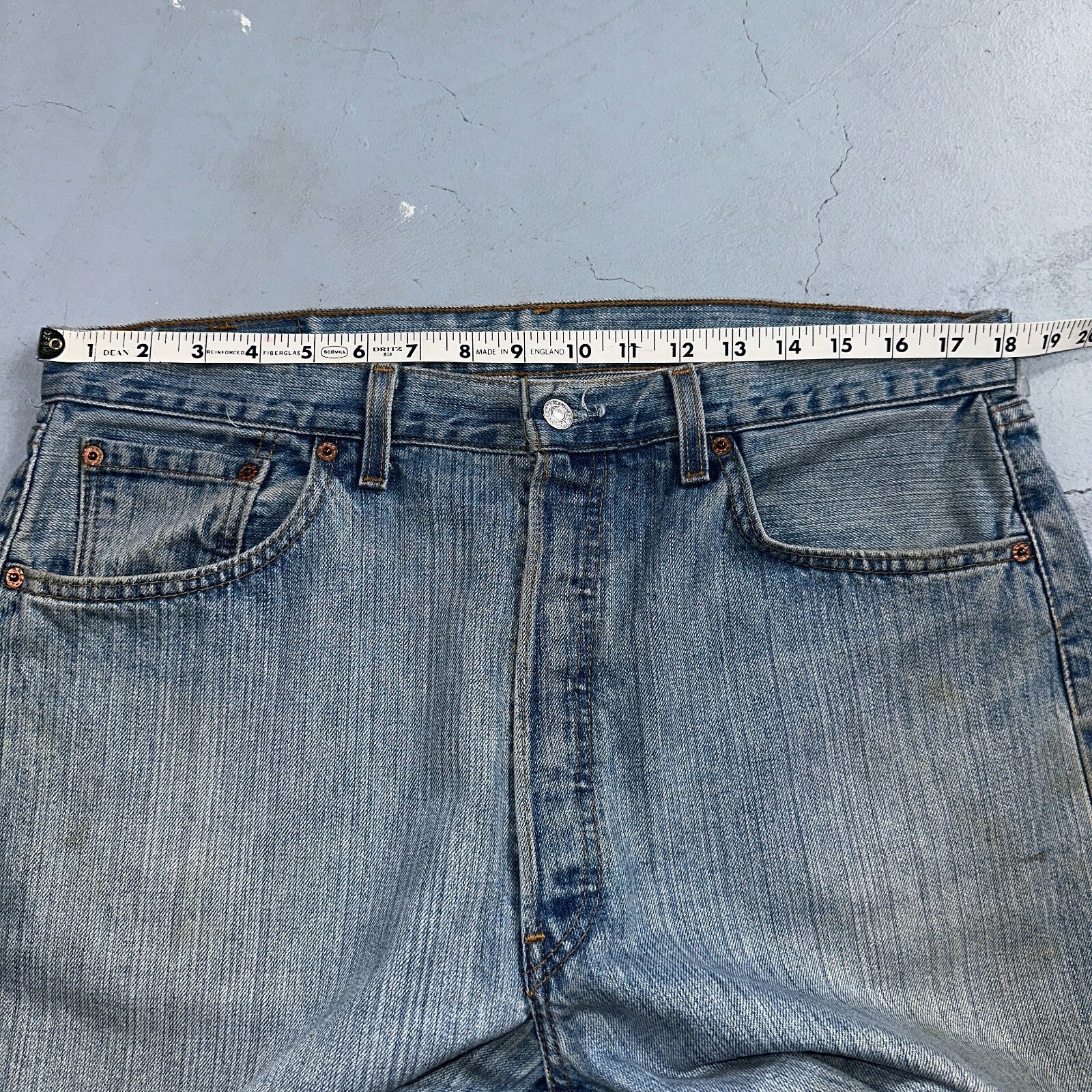 Levis 501 Vintage 90s USA XX Straight Leg Jeans Blue Light Wash 38x32 Act 36x32