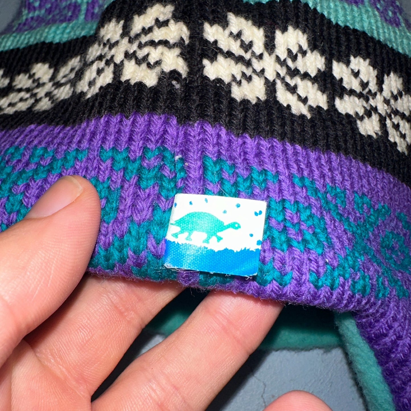 Vintage Turtle Fur Winter Beanie Hat Made in USA Wool Lined Snowflake Earflap