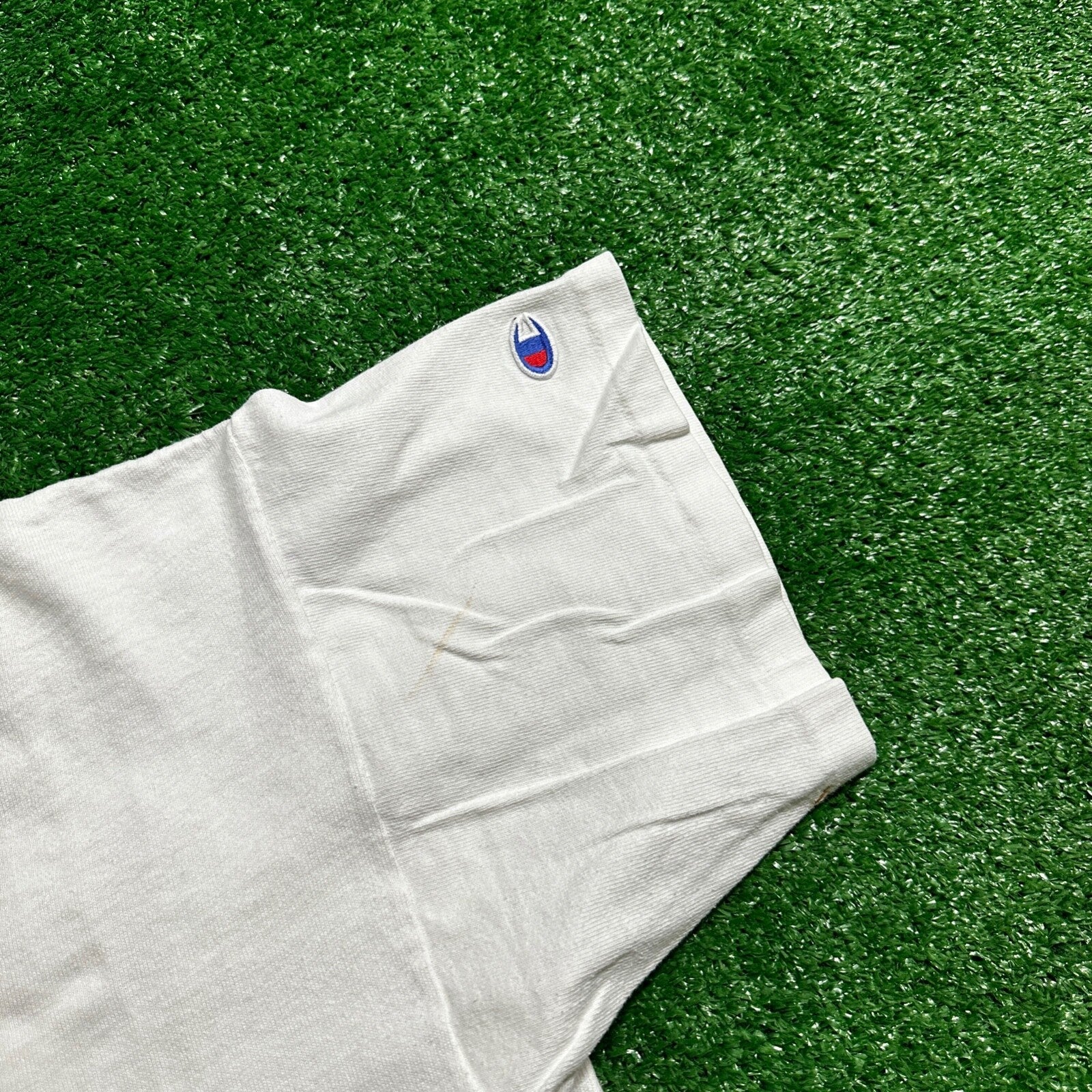 Champion USA White 80s Vintage T Shirt Basic Spellout Logo Gym Basic Graphic Lot