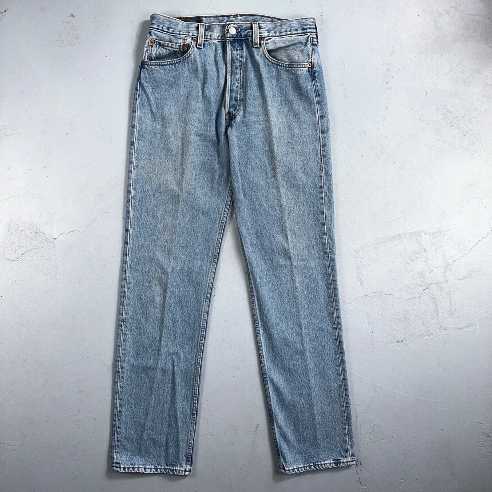 Levis 501 Vintage 90s USA XX Straight Leg Jeans Blue Light Wash 33x34 Act 30x33