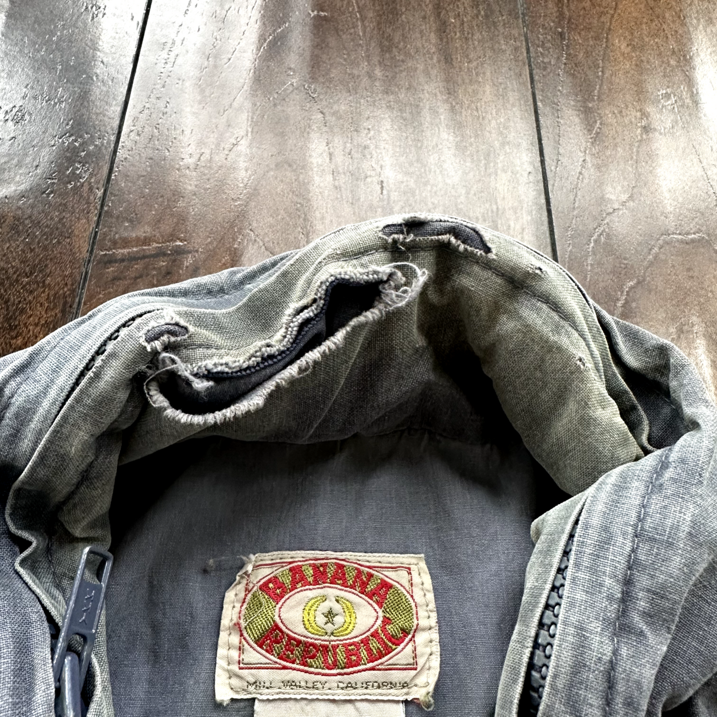 Banana Republic VINTAGE Safari Vest Mens Large Blue Pockets Cargo 90s Zipper