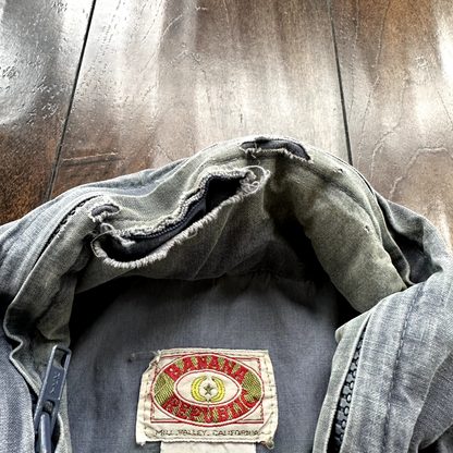 Banana Republic VINTAGE Safari Vest Mens Large Blue Pockets Cargo 90s Zipper