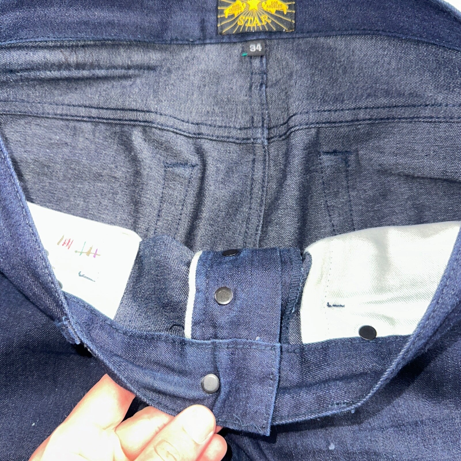 Brave Star Jeans Mens 34 Blue Selvedge Cone Denim Dark Wash Slim Straight USA