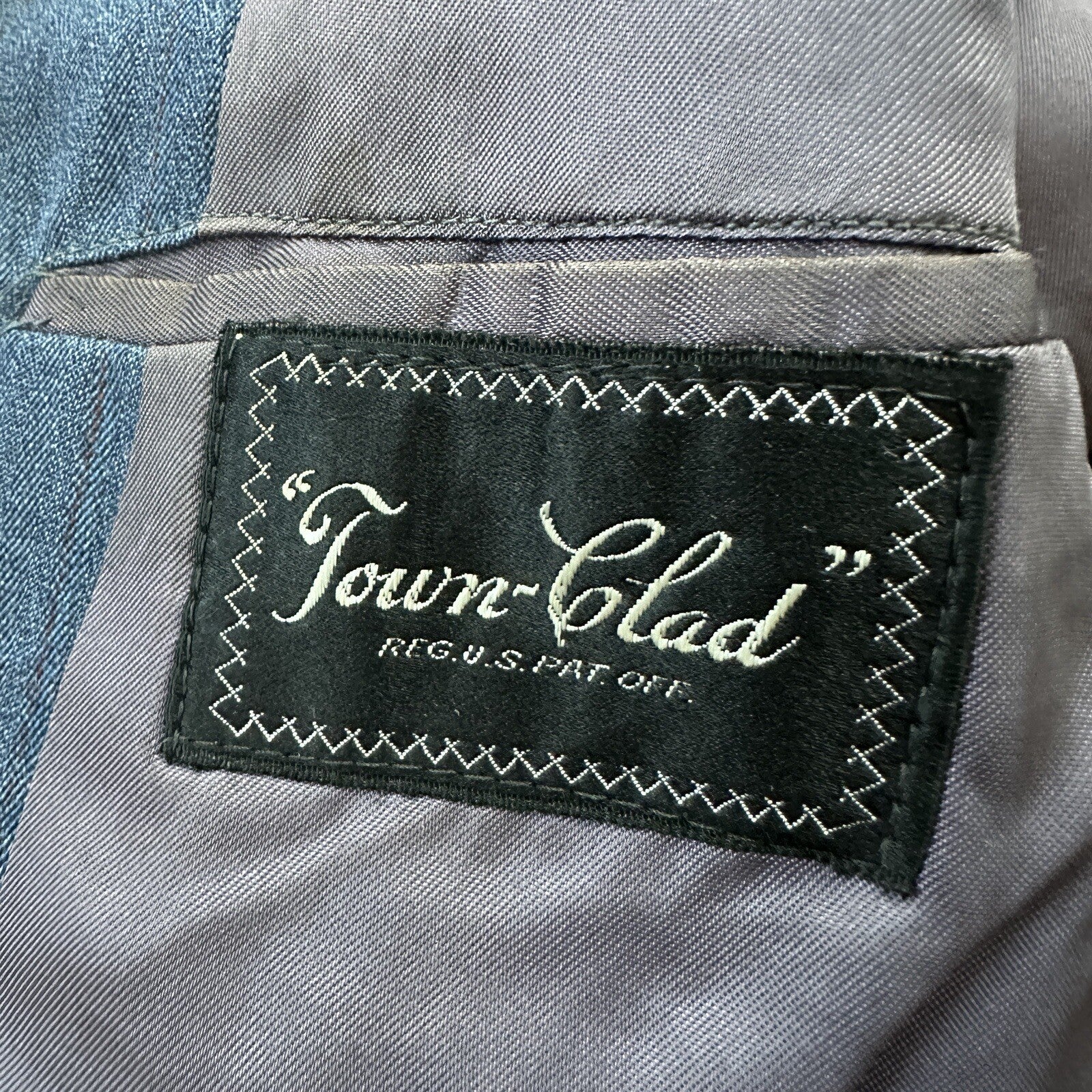 30s 40s 3 pc Pinstripe Blue Double Breasted Suit Belt Back Wool 34 26x31 Faded