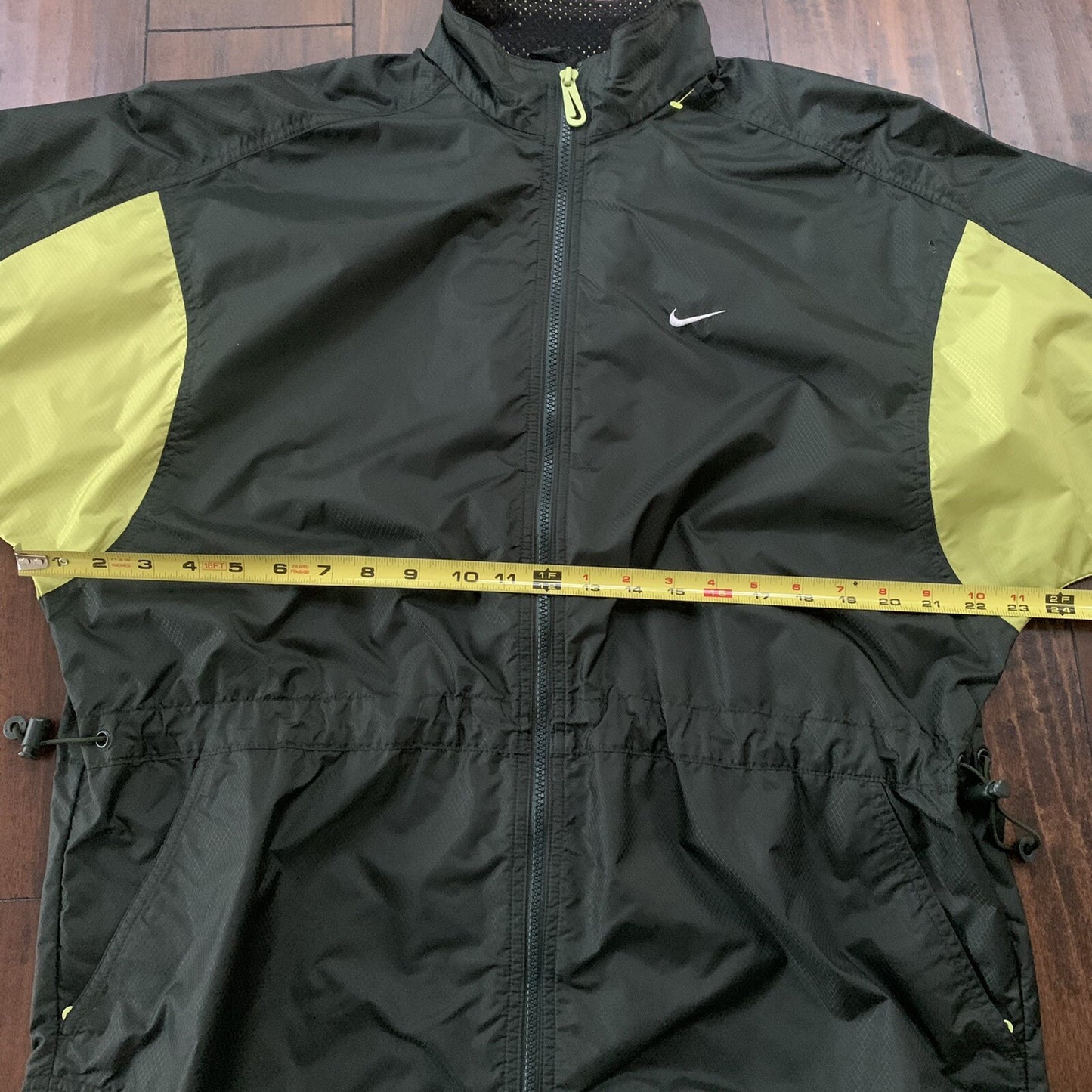 Vintage Nike Womens S 90s Windbreaker Forest Green Zip Pullover Cinch Jacket