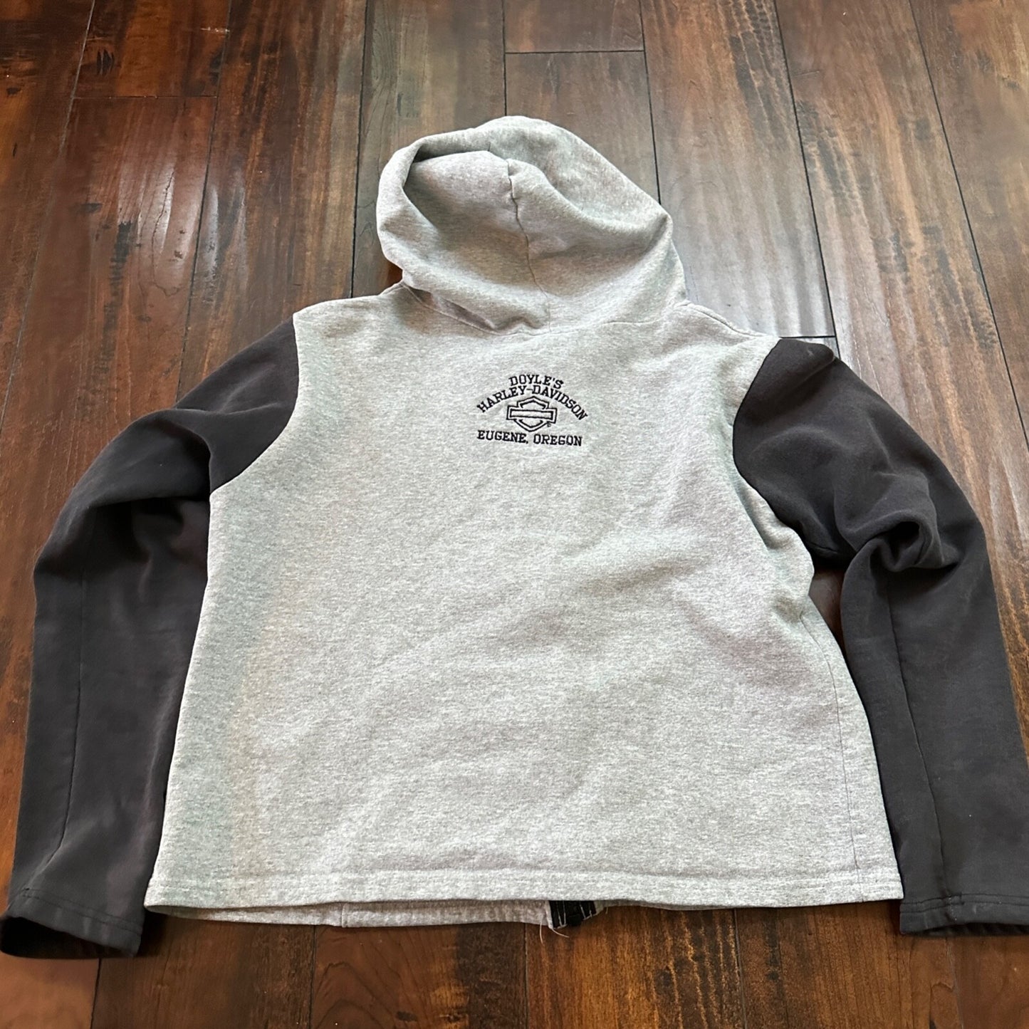 Vtg Harley Davidson Size L Women's Zip Up Hoodie USA 90s Eugene Oregon Bike