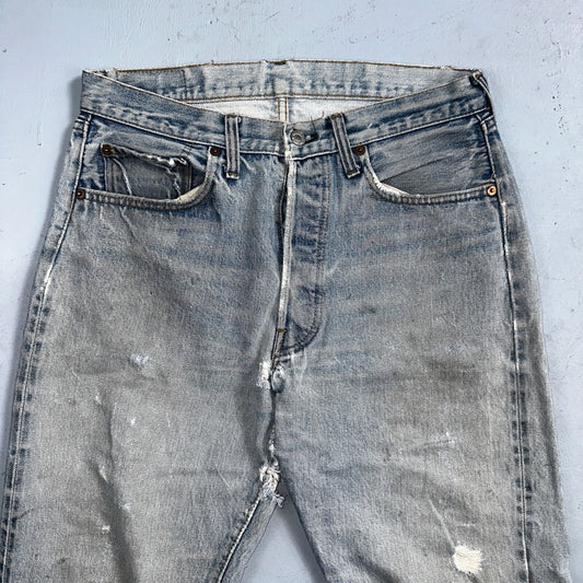 Levis 501 Vintage 80s Redline Selvedge USA XX Jeans Thrashed Light Act 31x29