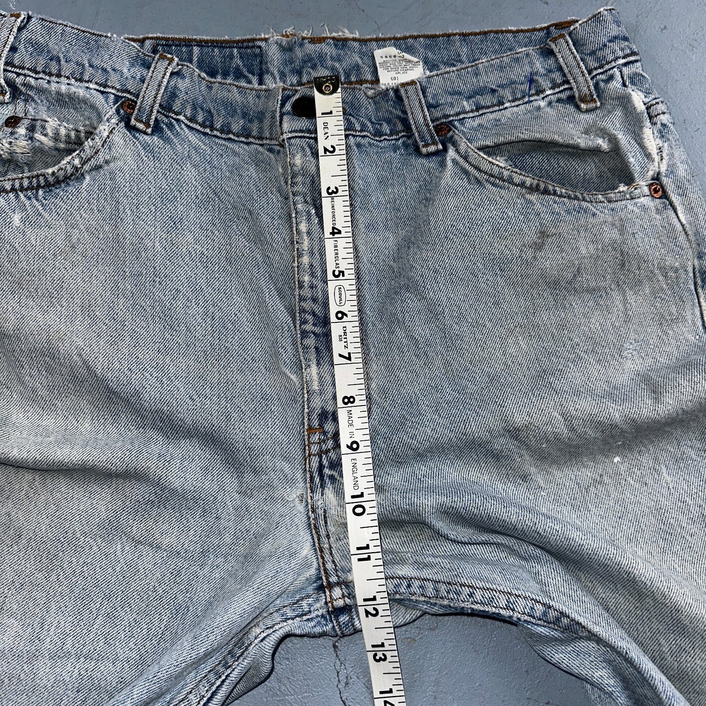 Levis 505 Vintage 90s Orange Tab Jeans 36x32 Thrashed Light Wash 501 Act 33x31