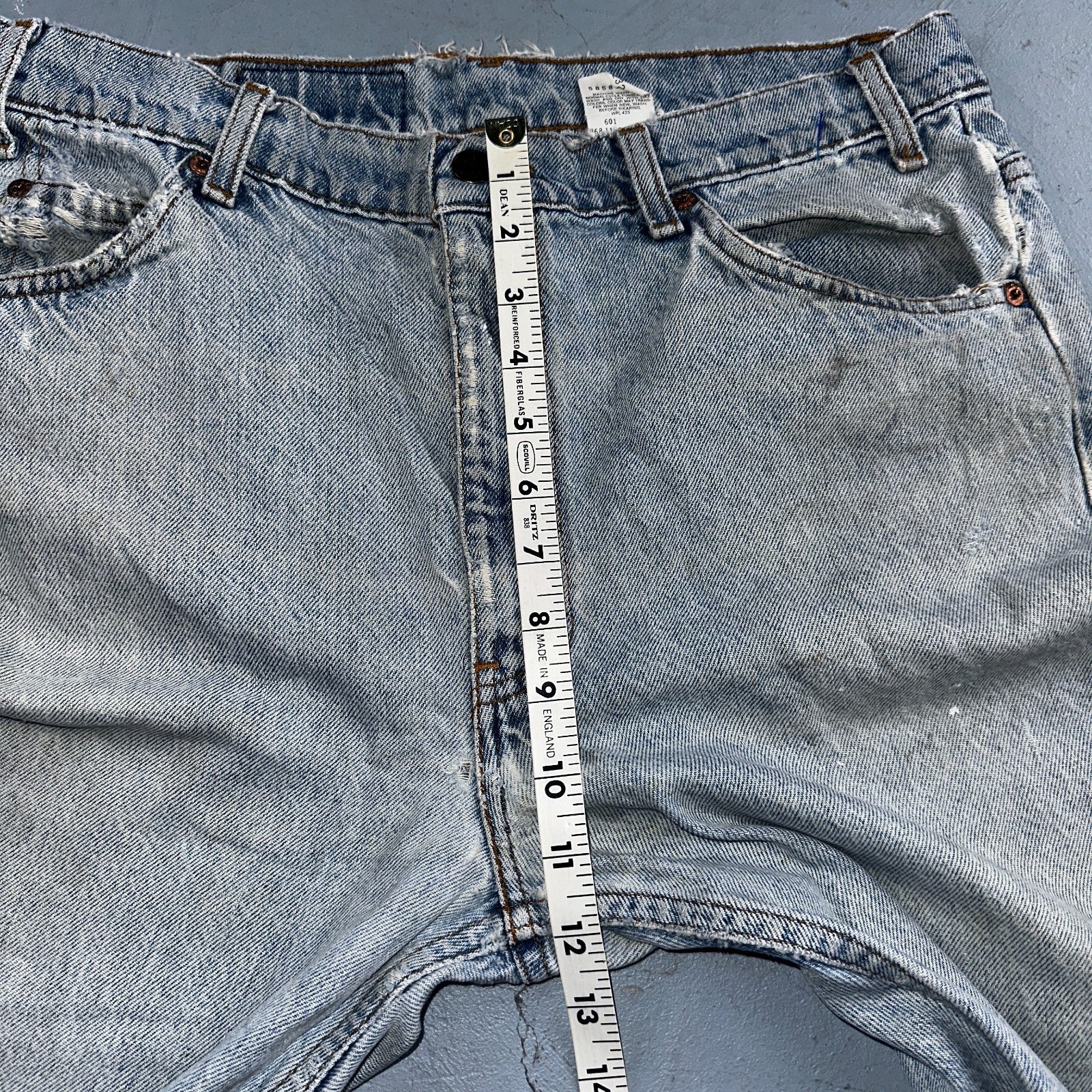 Levis 505 Vintage 90s Orange Tab Jeans 36x32 Thrashed Light Wash 501 Act 33x31