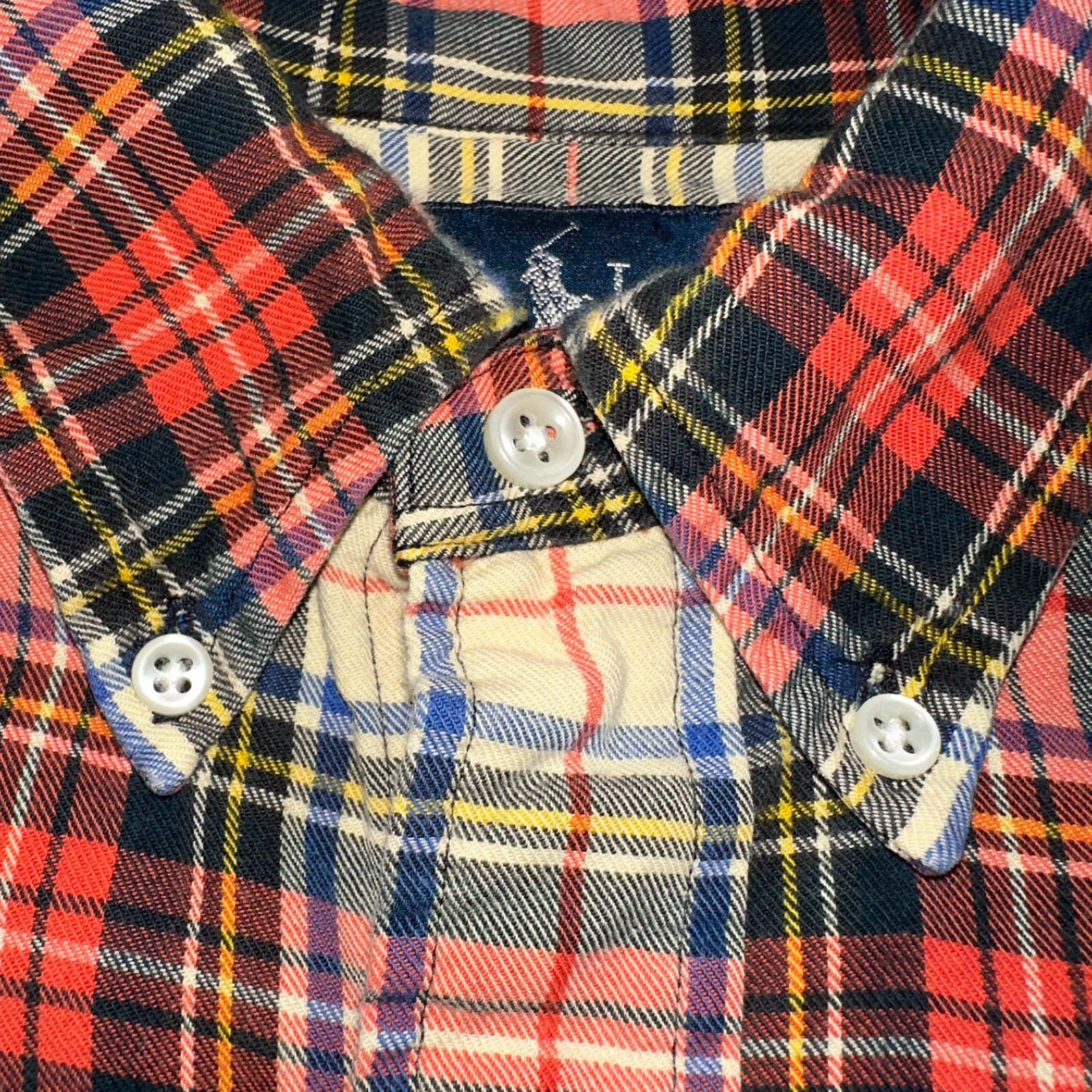 Ralph Lauren Classic Fit XL Plaid Shirt Red VTG Button Down Cotton Wool Blend