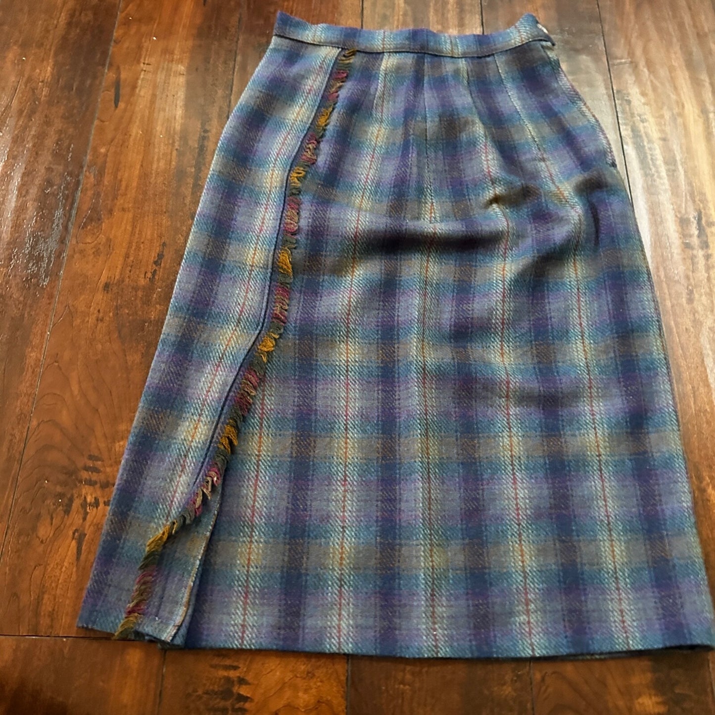 VTG USA Rockabilly Womens Dress Skirt 60s 70s Bottom Plaid Cute Wool