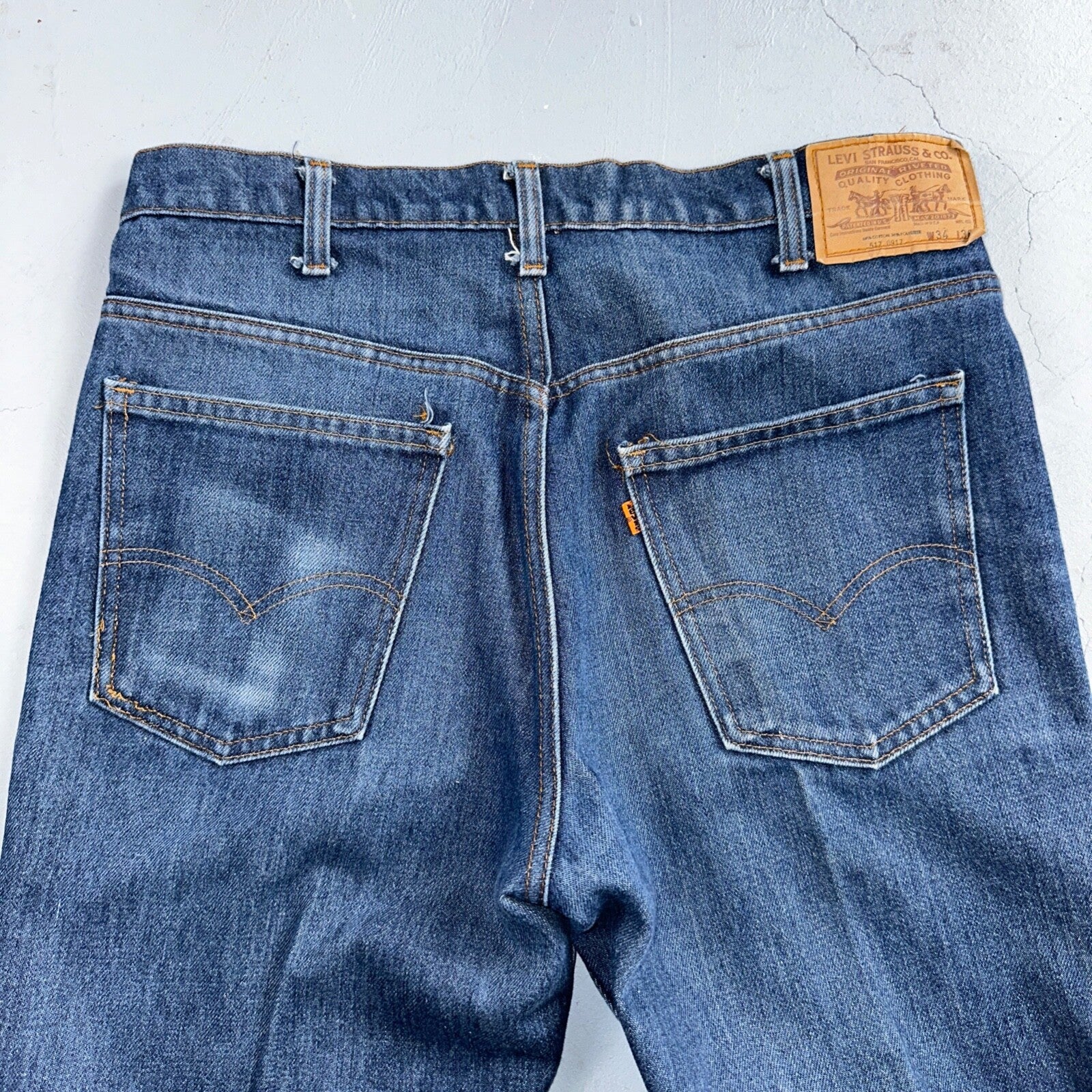 Levis 517 VTG Jeans Mens 34x36 Blue Boot Cut Orange Tab Western USA 80s 33x36