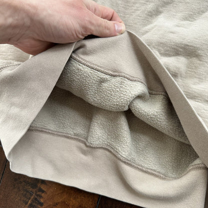 Vintage 1990s 90s Eddie Bauer Oversized Baggy Crew Sweater Beige Made in USA XL