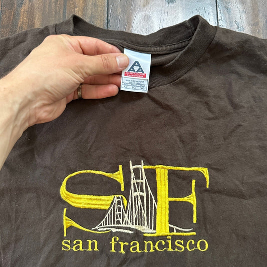 San Francisco Vintage T Shirt Y2K Brown California Golden Gate Bridge Memory