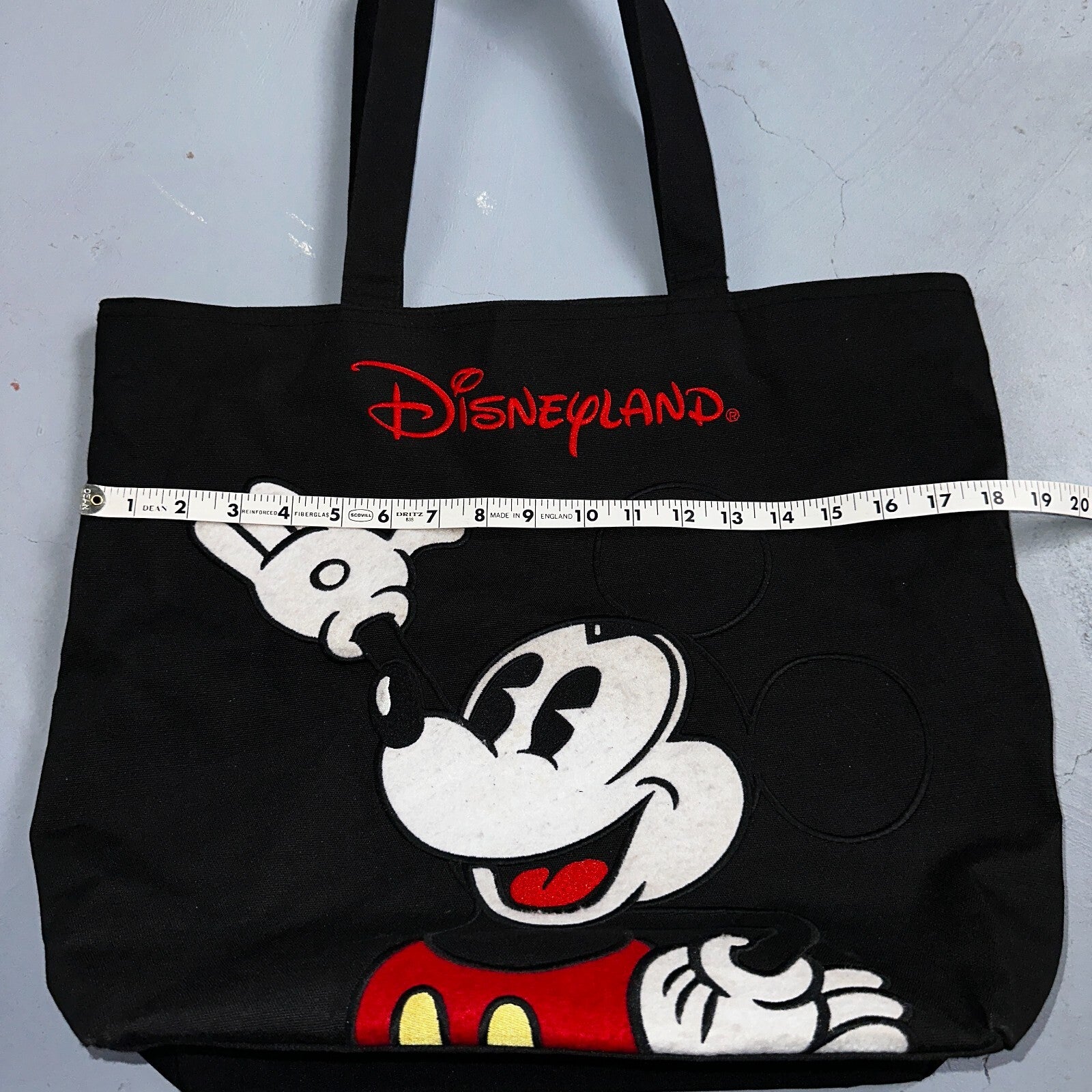 Vintage Walt Disney World Embroidered Tote Bag Black Travel Bag 90s
