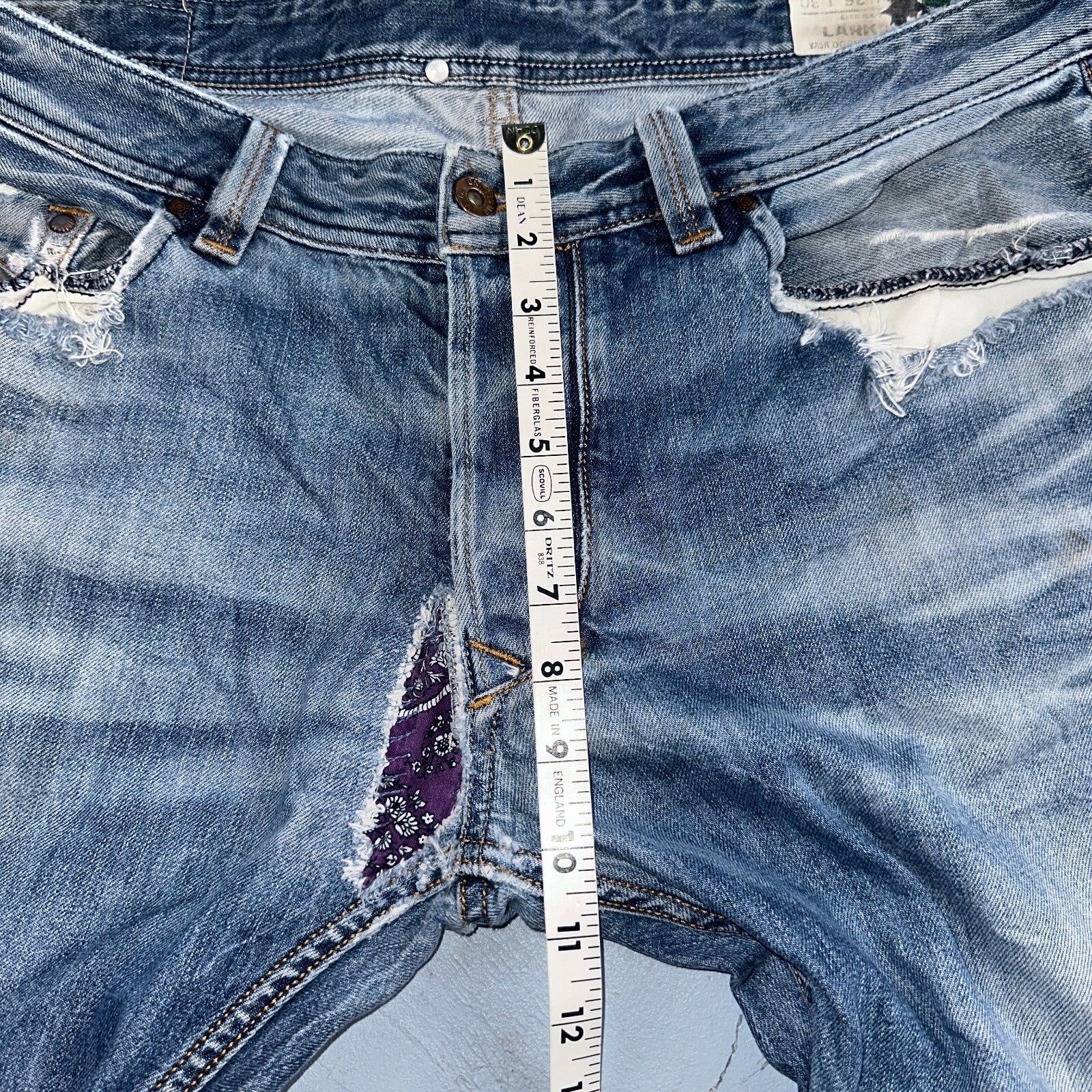 Diesel Larkee Bootcut Stretch Jeans Mens 36x30 Blue Straight 008M2 Whisker Italy