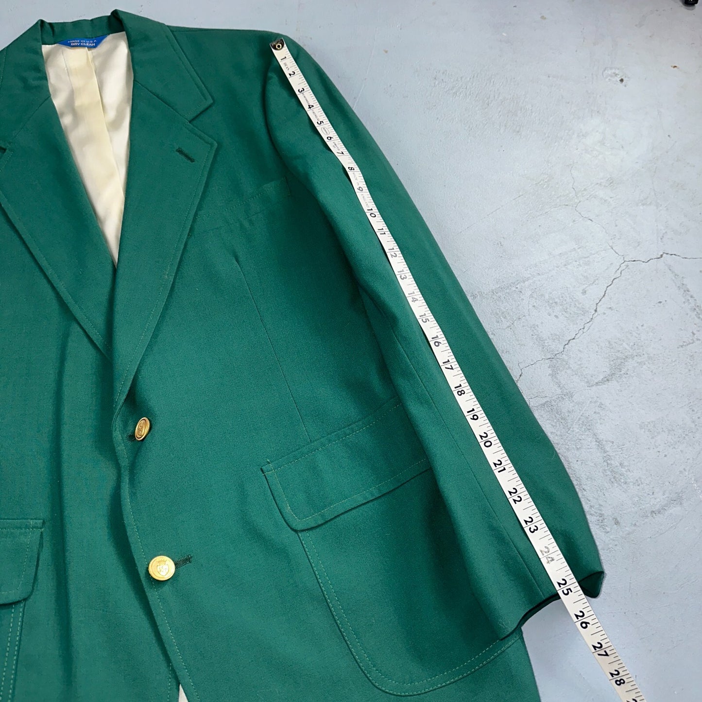 40L VTG Pendleton Mens Blazer Sport Coat Two Gold Button Jacket Green Suit Wool