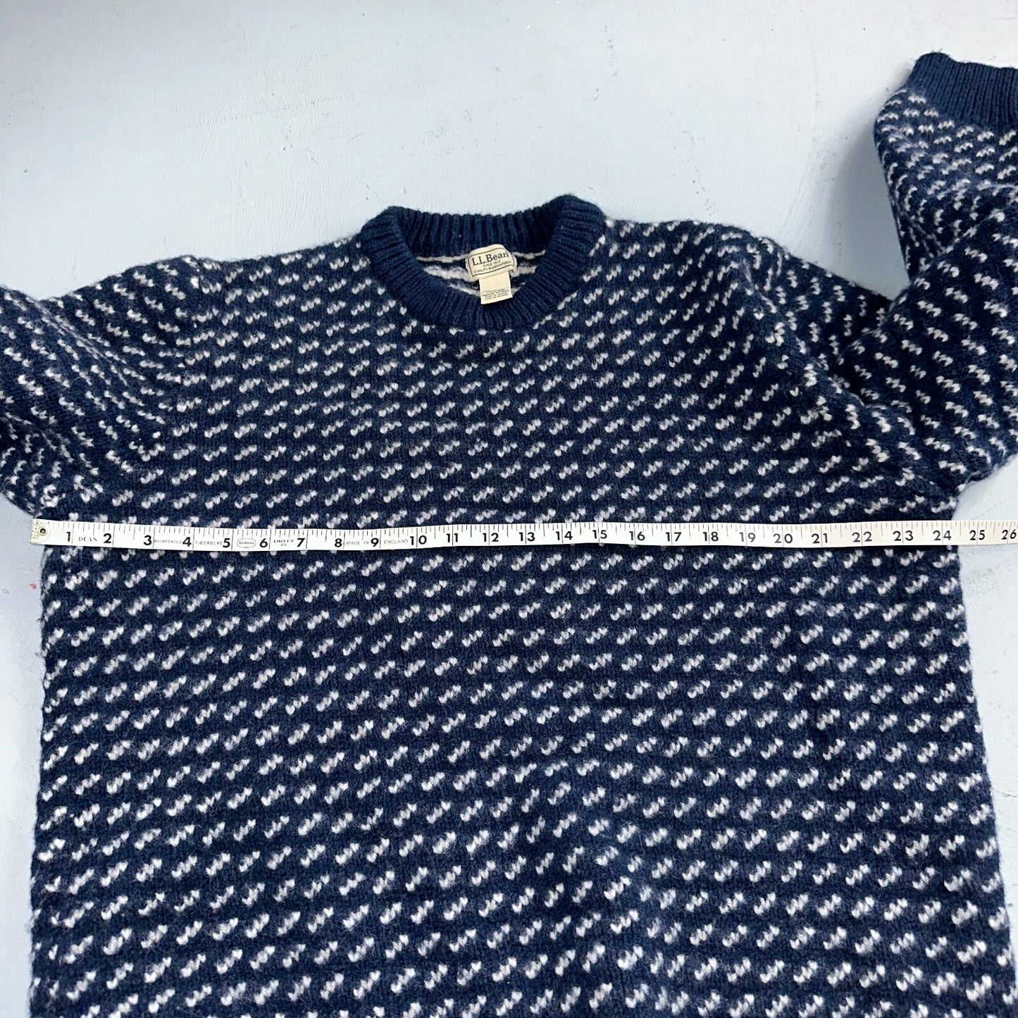 LL Bean VTG Sweater Mens 3XL Birdseye Norwegian Wool Fisherman Blue Heritage