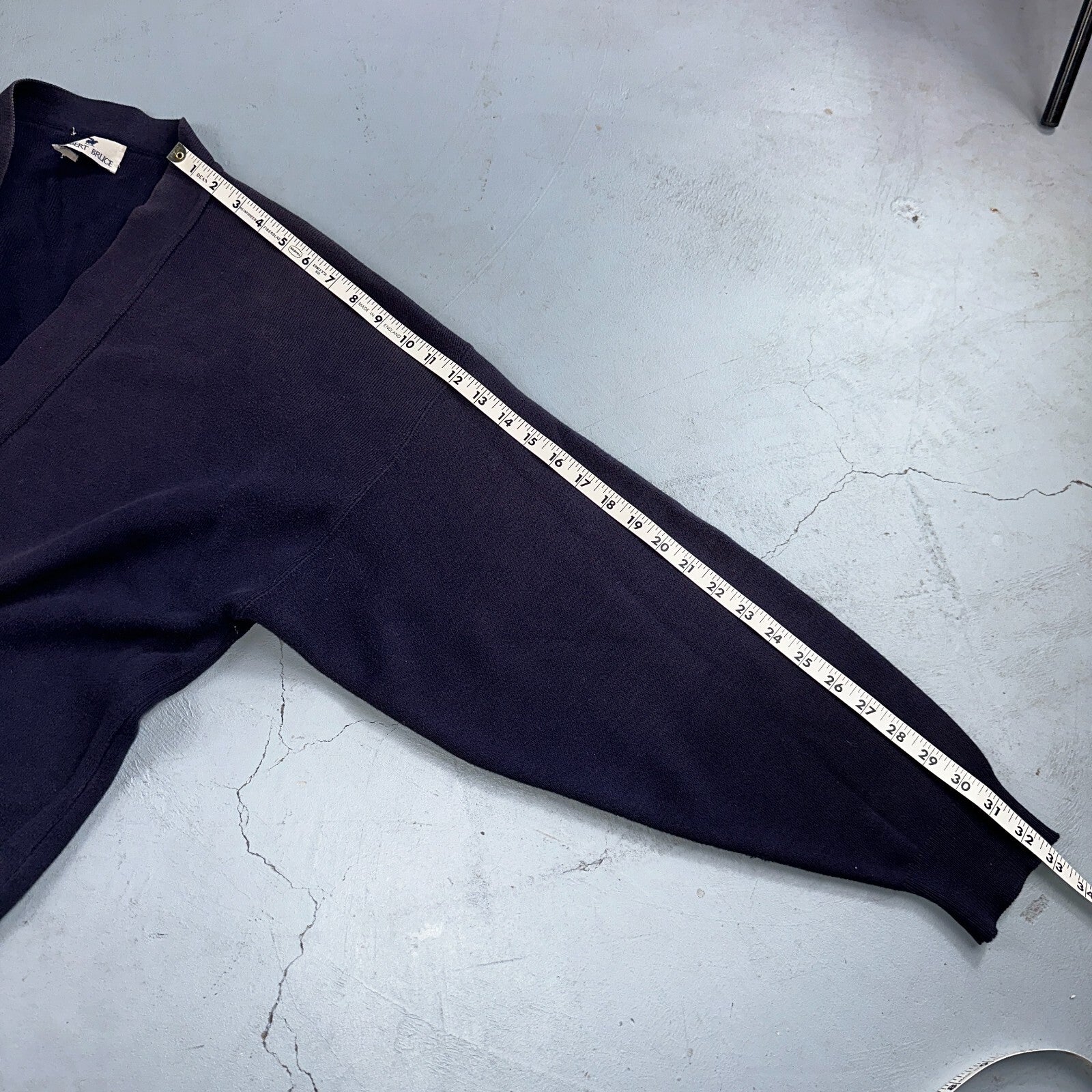 Vintage 70s Robert Bruce Cardigan Sweater Adult XL Navy Grandpa Grunge Faded