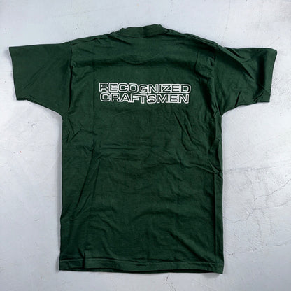 Fruit of the Loom USA Flag VTG T Shirt Redman Home Construction Large Green