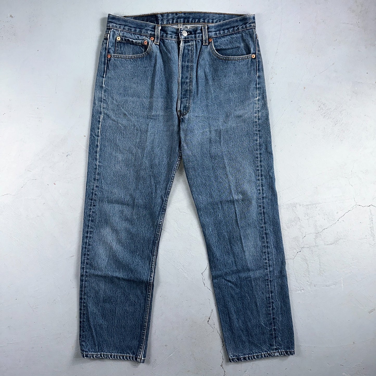 Levis 501 Vintage 90s USA XX Straight Leg Jeans Blue Med Wash 36x32 Act 32x28