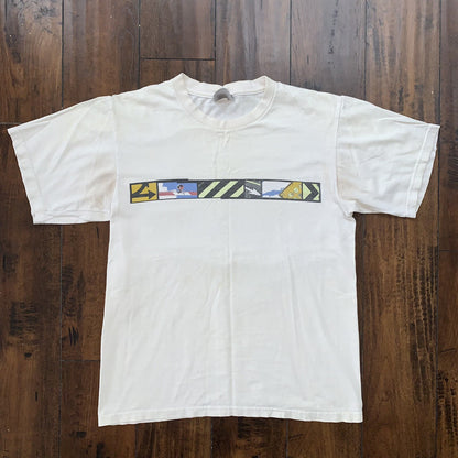 Nike Vintage T Shirt Mens White Small Y2K Silver Skateboard Cone Surf Ocean