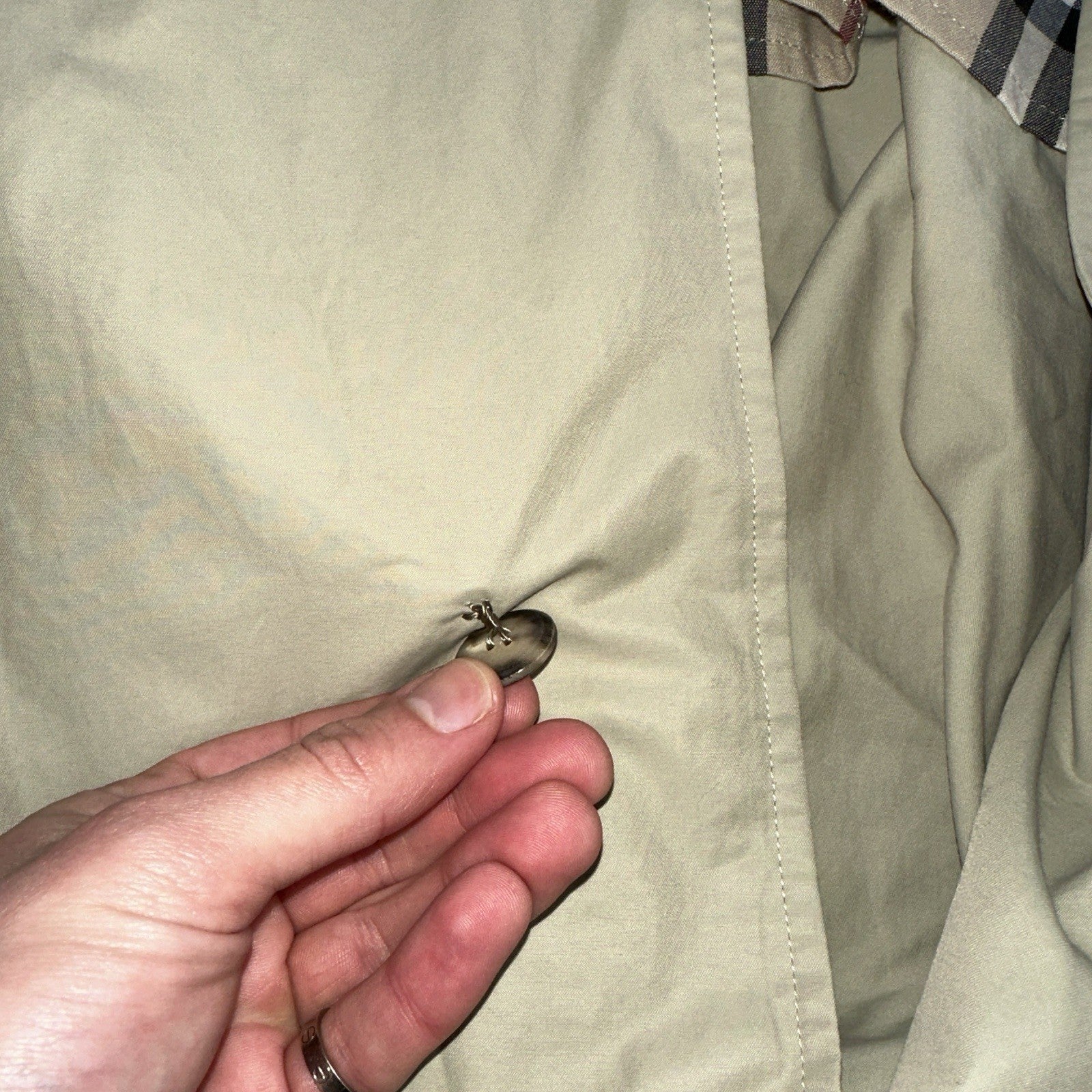 Burberrys VTG London Beige Nova Check Trench Coat Mens Size 44 Regular RARE!