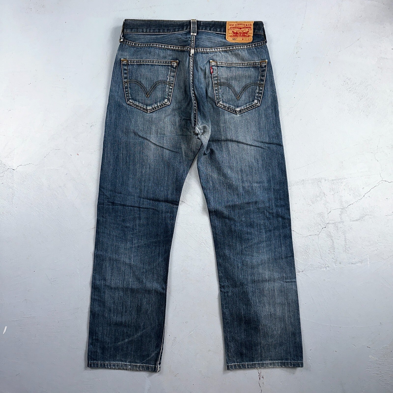 Levis 501 Y2K XX Straight Leg Jeans Blue VTG Med Wash 33x34 Act 31x29