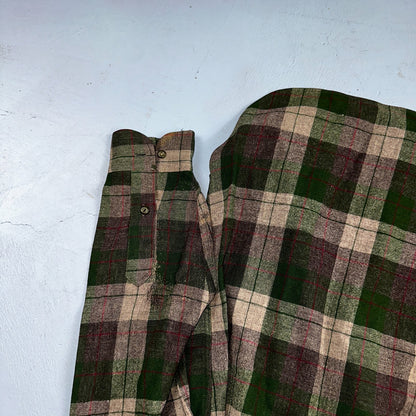 Pendleton VTG BR Baker Shirt Plaid 100% Wool Button Down Size M Plaid 1950s Camp