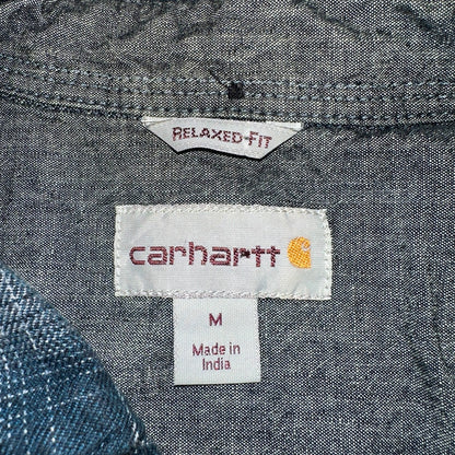 Carhartt M Regular Flannel Shirt Blue Down Grey Workwear Casual 102828 437