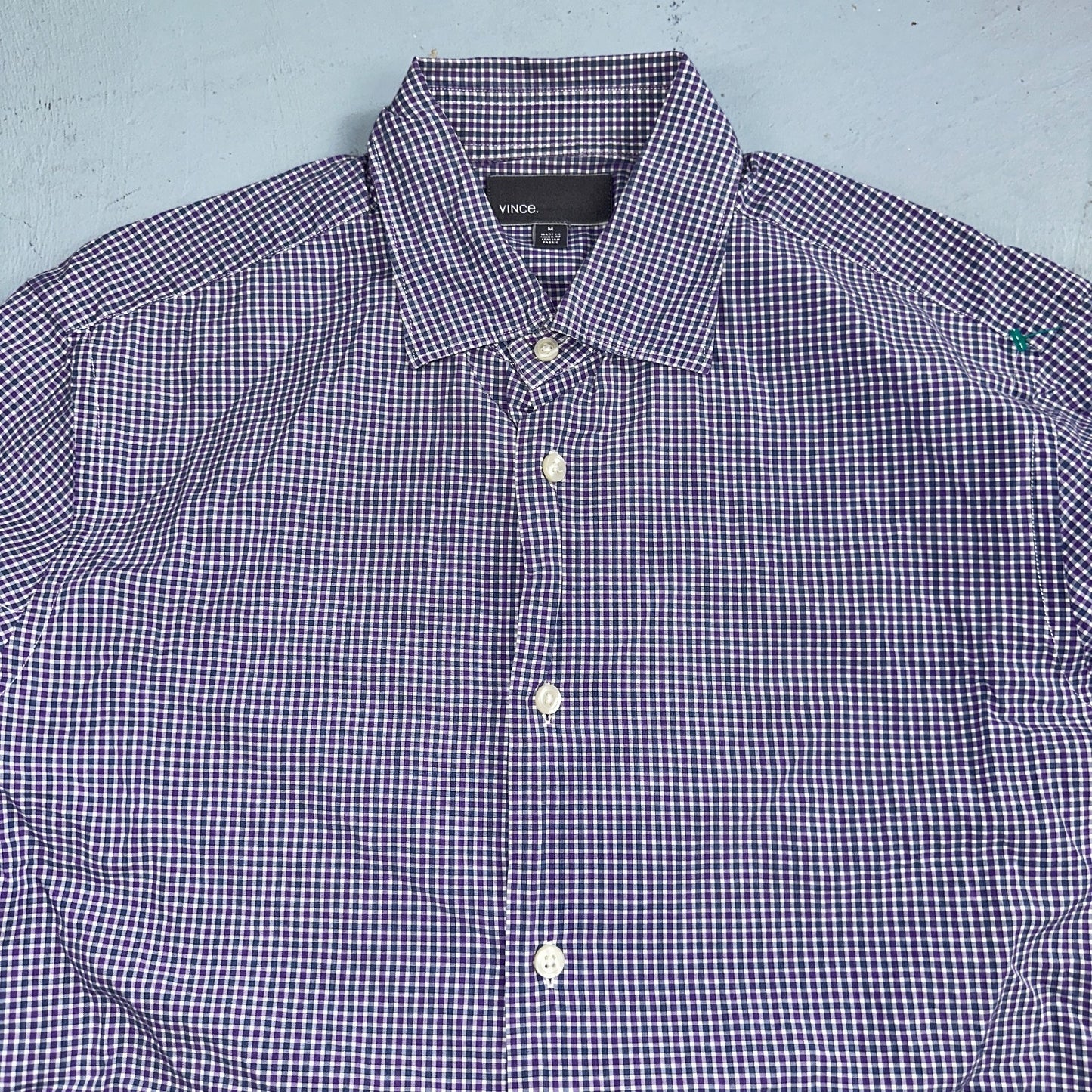 Vince Shirt Mens M Purple Gingham Long Sleeve Button Up Checkerboard