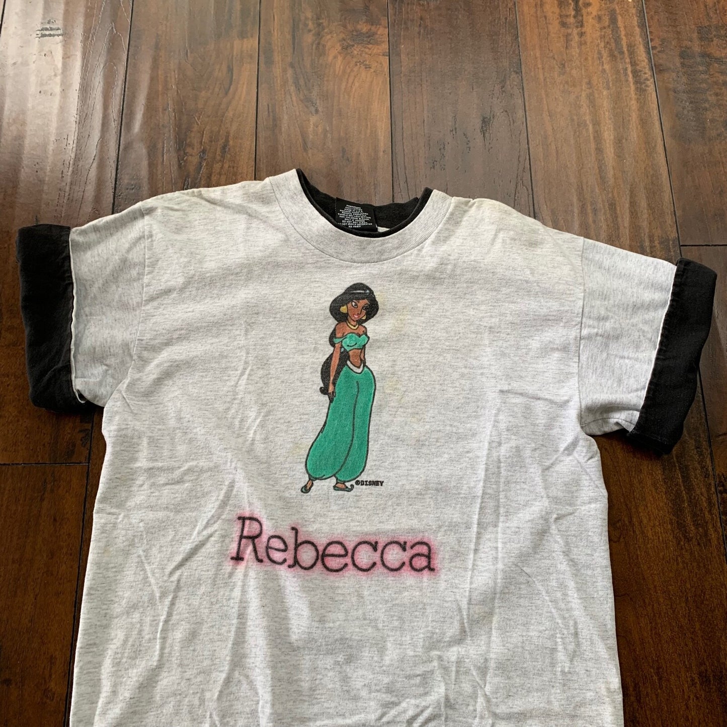Aladdin Jasmine Vintage T Shirt Disney Princess Rebecca Name 90s Genie Rap Band