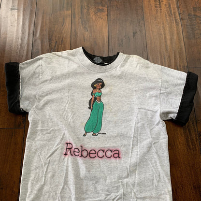 Aladdin Jasmine Vintage T Shirt Disney Princess Rebecca Name 90s Genie Rap Band