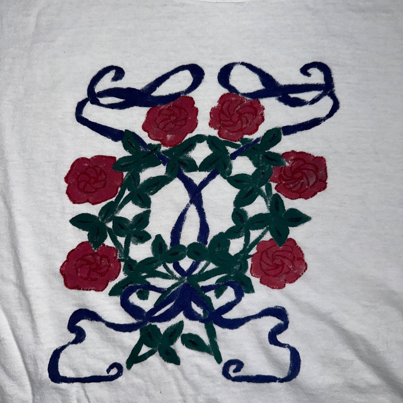 Hanes 70s Flower Art VTG T Shirt White Single Stitch Custom One Of A Kind Cute