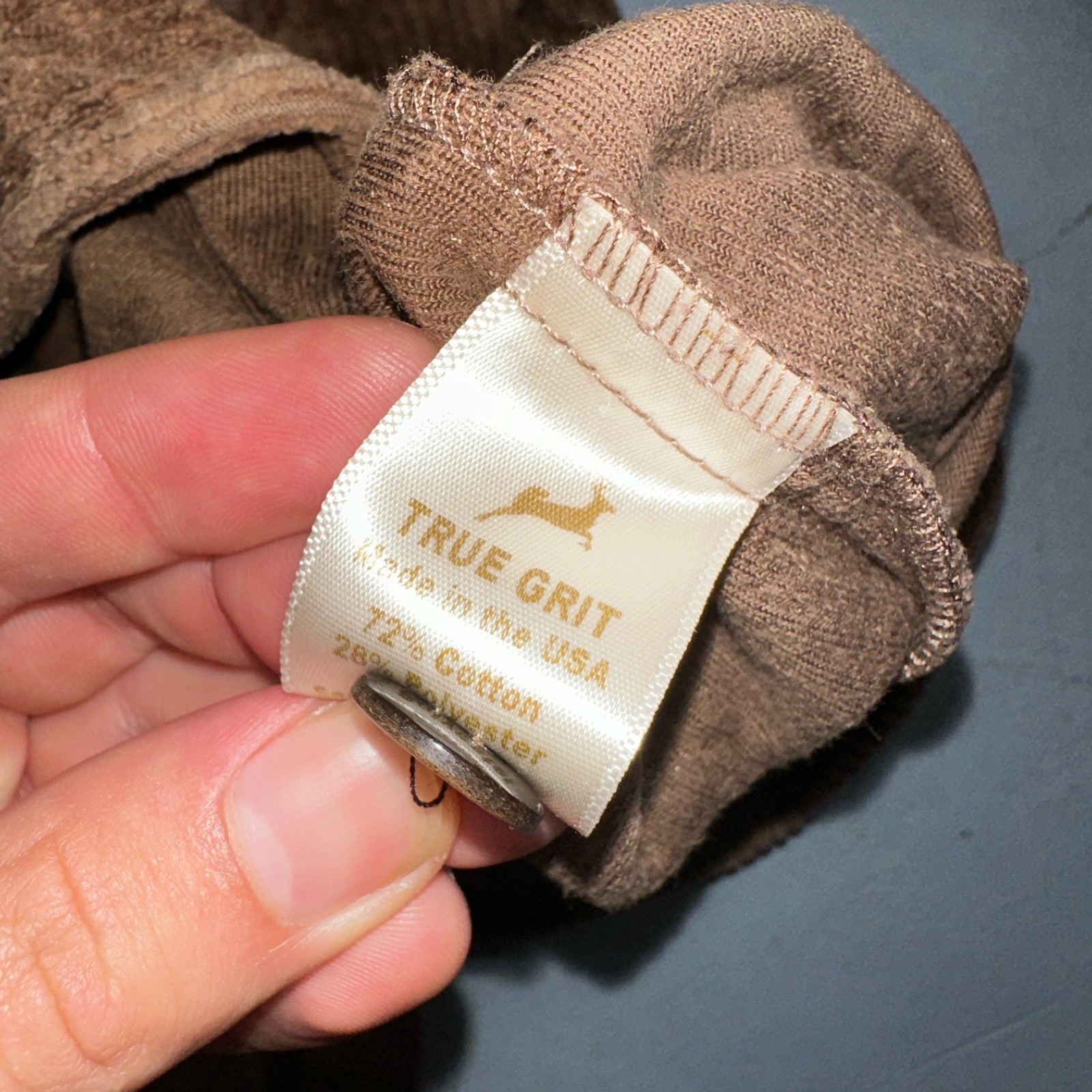 True Grit Brown Tan Shirt Mens L Corduroy Camp Hike Chore Button Down Shirt USA