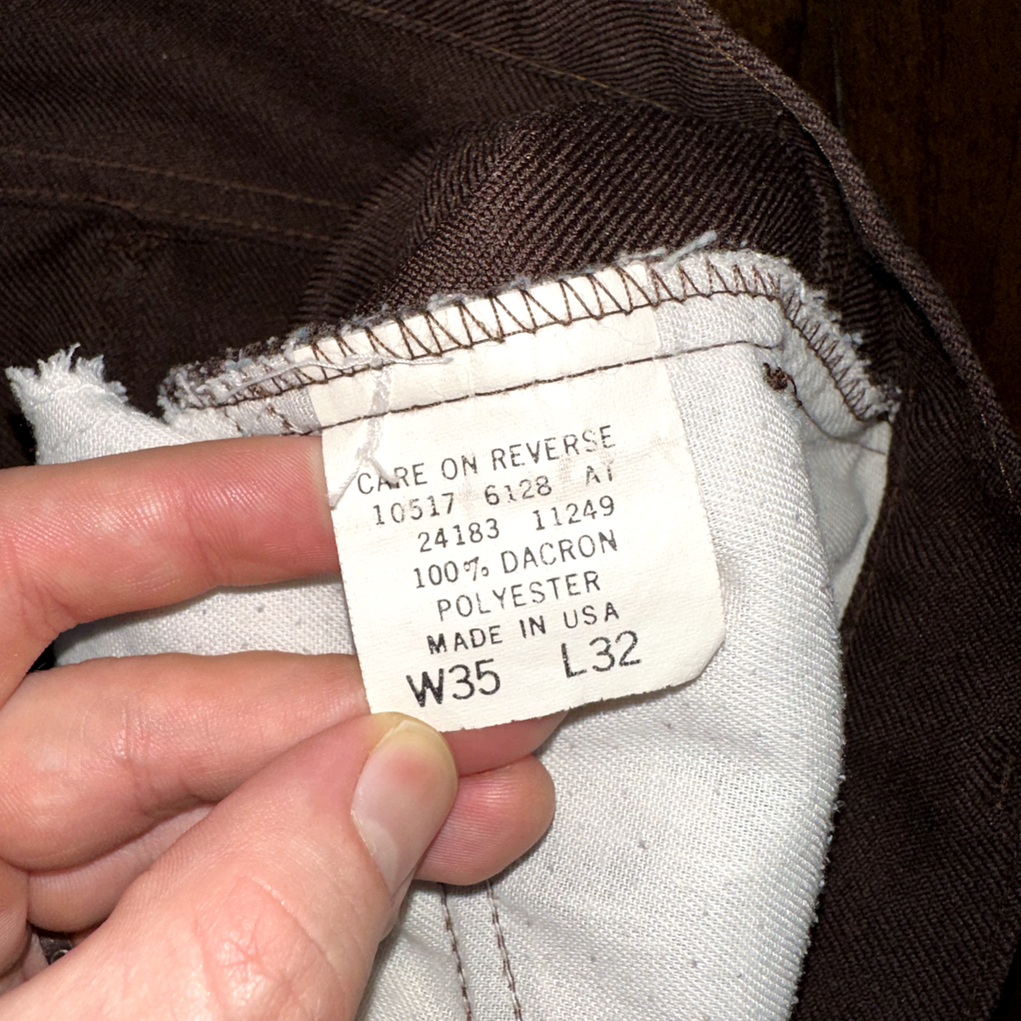 Levis Vintage 70s 517 35x32 Bootcut Pants Brown Polyester Slacks Act 33x31