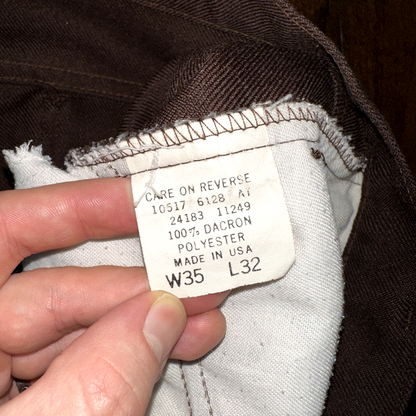 Levis Vintage 70s 517 35x32 Bootcut Pants Brown Polyester Slacks Act 33x31