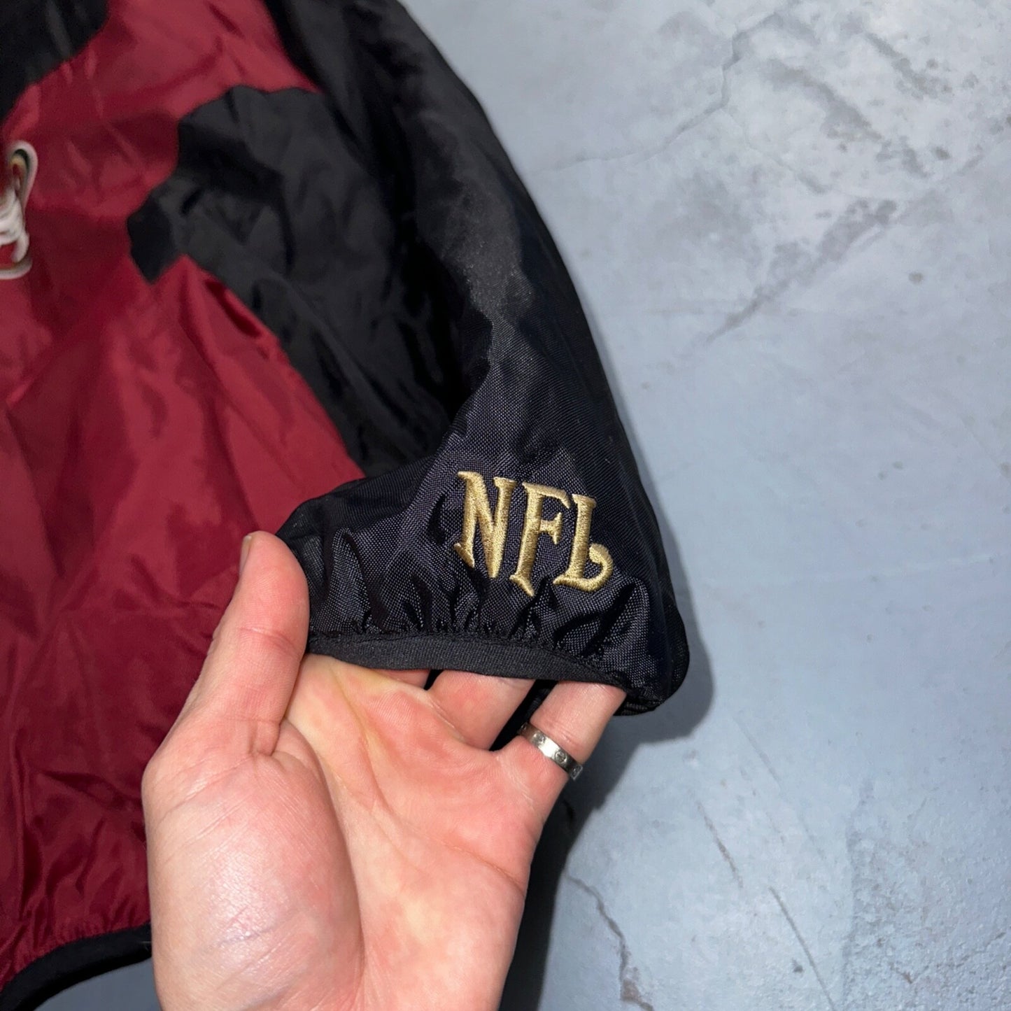 NFL SF San Francisco 49ers Fleece VTG Reversible Red & Black Jacket Size M