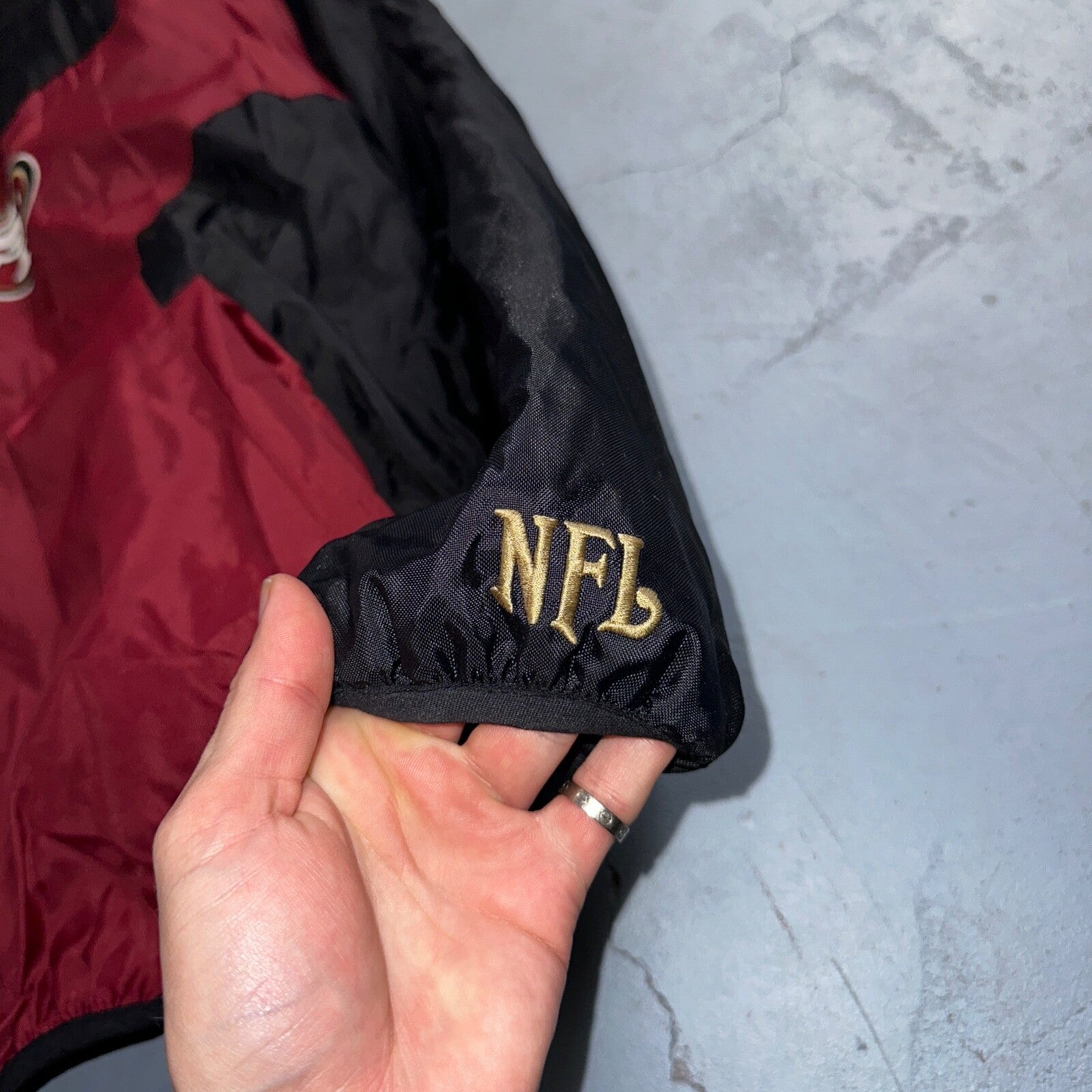 NFL SF San Francisco 49ers Fleece VTG Reversible Red & Black Jacket Size M