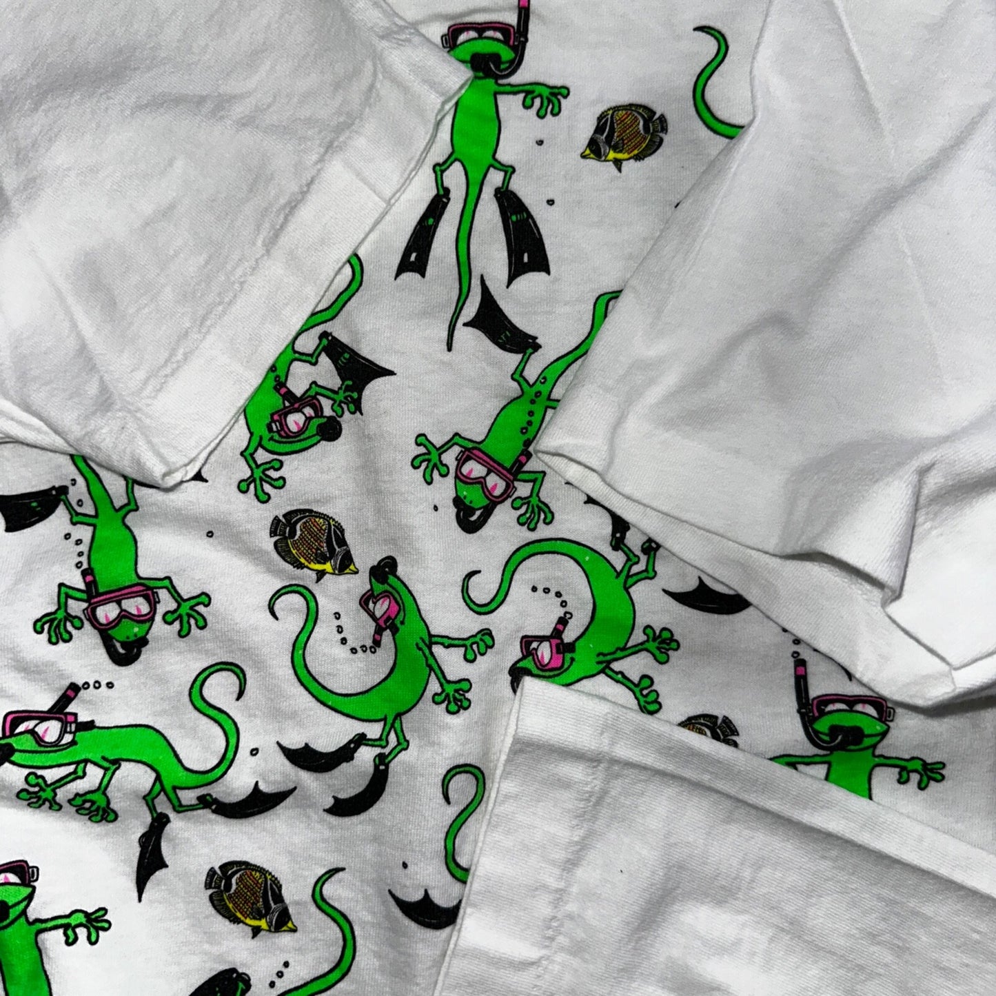 Hawaii Lizards Snorkling 90s VTG T Shirt FOTL Single Stitch Fish Gecko Cute