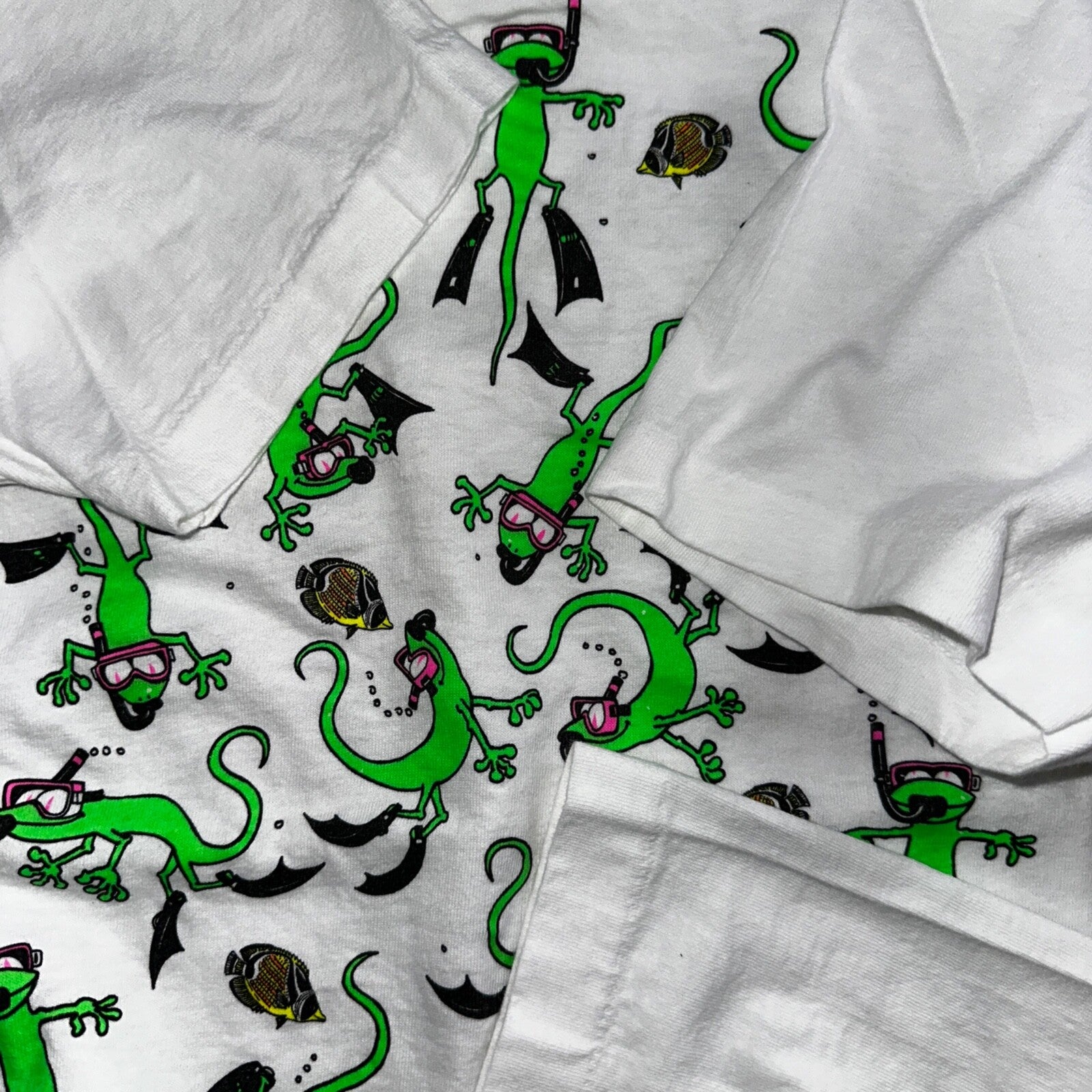 Hawaii Lizards Snorkling 90s VTG T Shirt FOTL Single Stitch Fish Gecko Cute