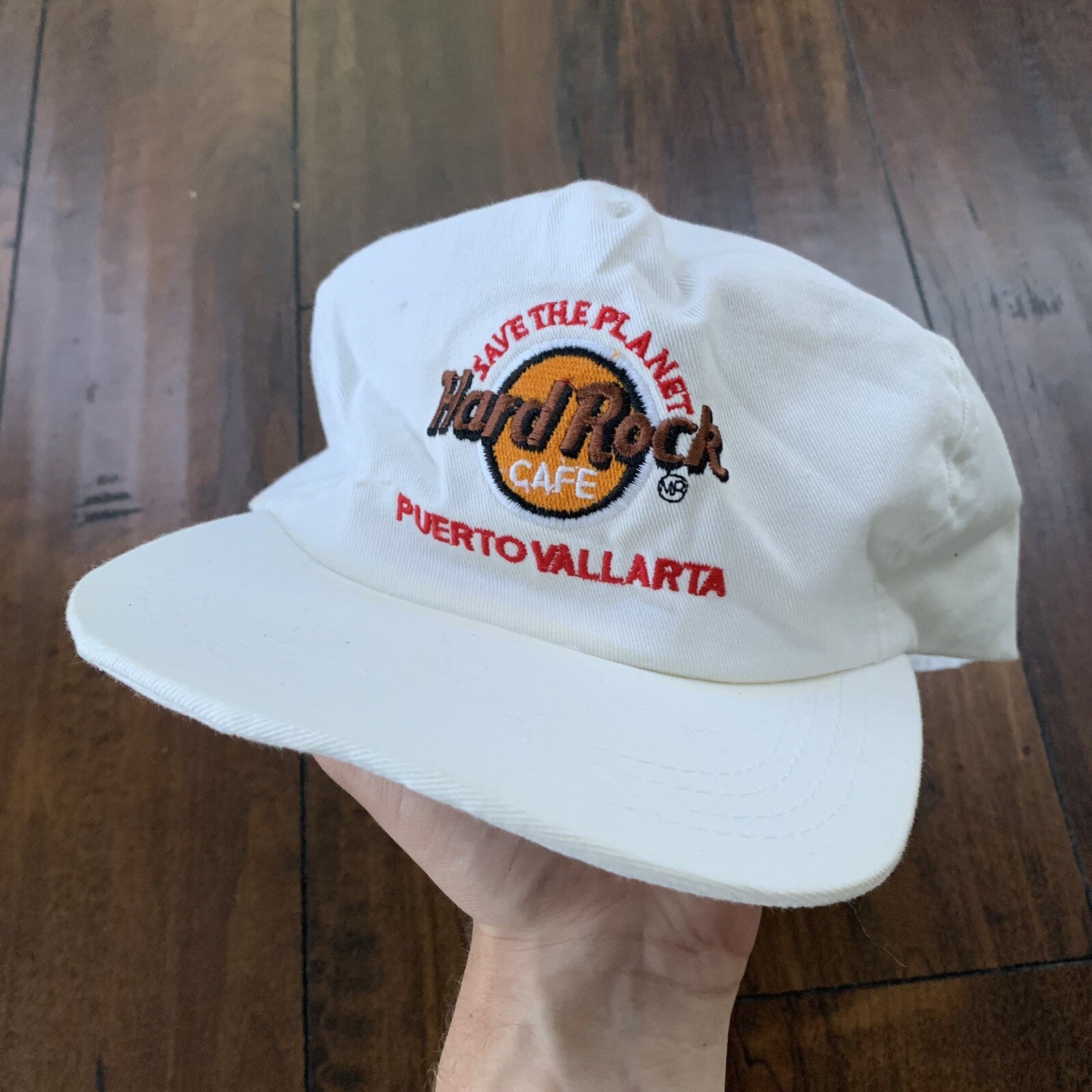 Hard Rock Cafe Vintage Hat Cap Snapback White Bike 90s Puerto Vallarta Cool