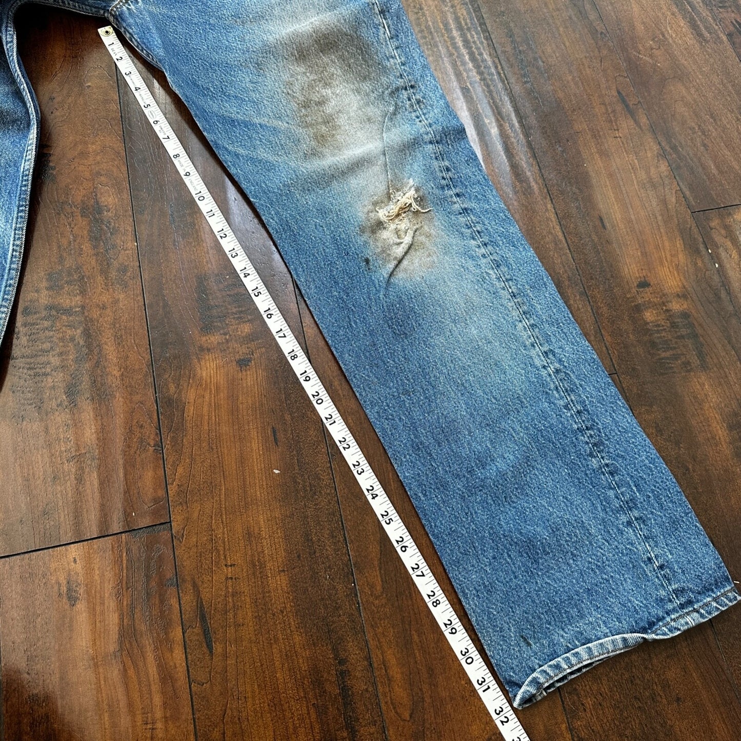 VTG 80s Levis 501 Button Fly 38x36 USA Tag Jeans Straight Wash Blue XX Act 34x32